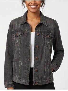 Buffalo David Bitton Women’s Size X-Large Black Pockets Distressed Denim Jacket